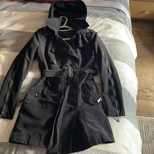 BCBG trench coat with hood